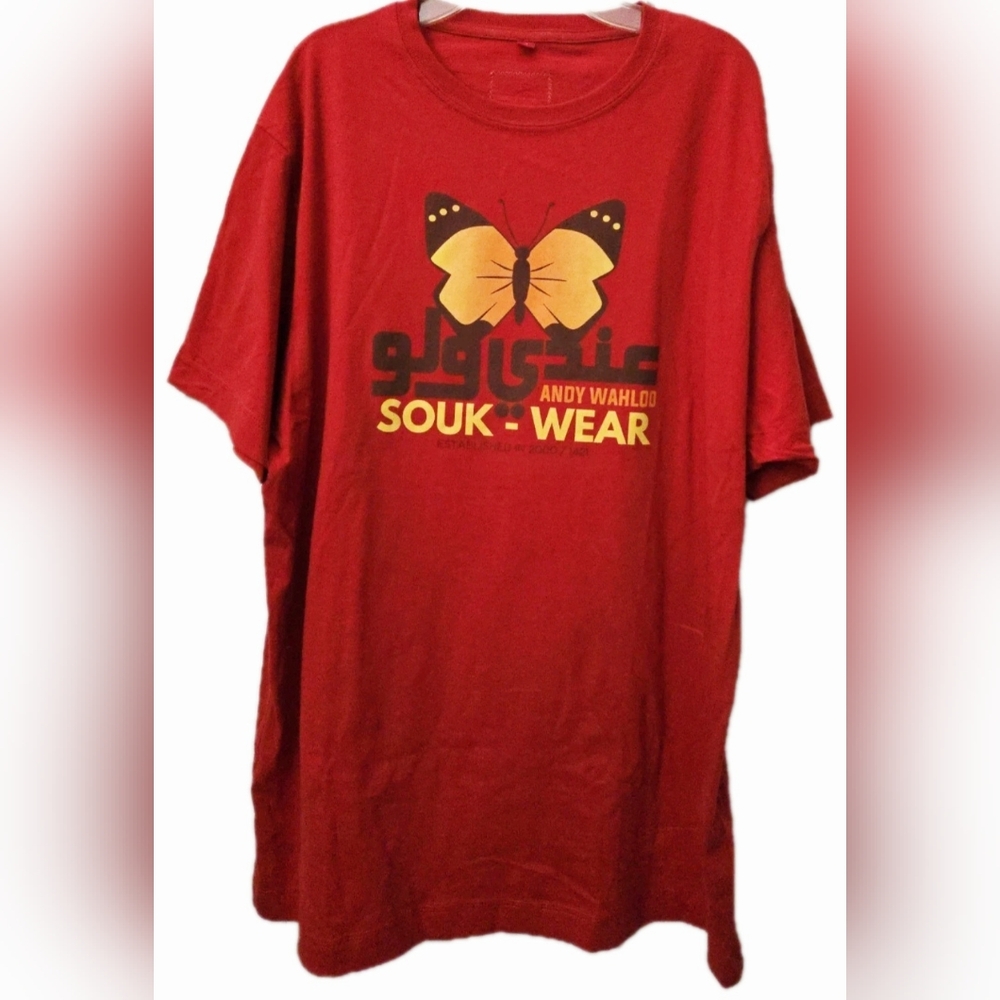 Andy Wahloo Graphic T-shirt Buttartly Souk-Wear Red -  Size XL
